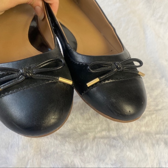 Lands End Black Faux Suede Black Bow Tie Flats - Picture 3 of 13